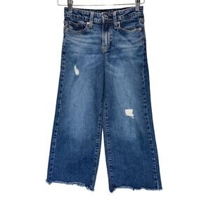 Gap Kids Girls Wide Leg Jeans Size 10 Adjustable Waist Dark Wash Denim Pants